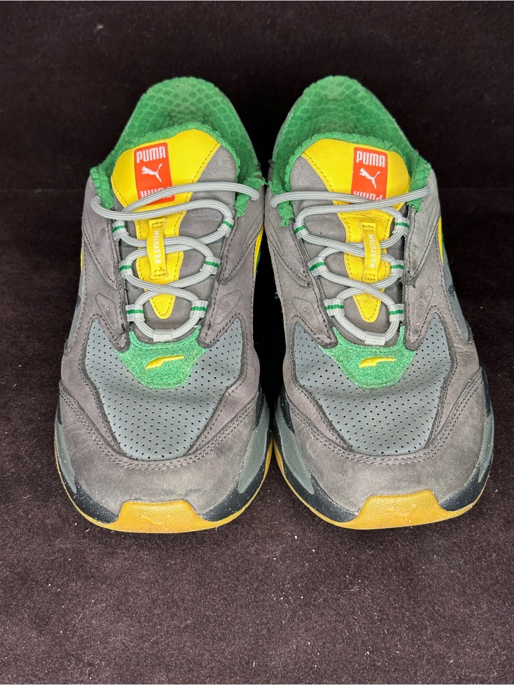 Puma Gray, Green & Yellow Casual Running Sneakers